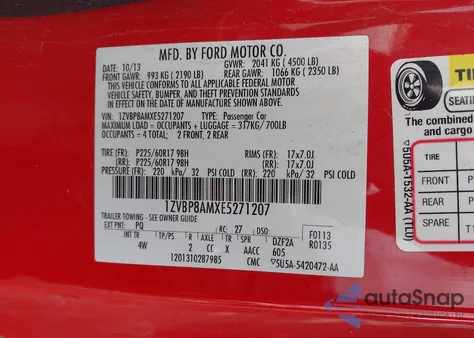 2014 Ford Mustang V6 Premium из США, поврежденный, VIN 1ZVBP8AMXE5271207